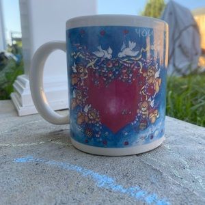 Vintage 1998 Lucy Rigg Teddy Bear Kawaii Mug Heart Doves Angel Teddy Bears